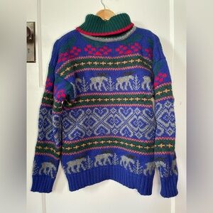 Vintage 1992 Eddie Bauer Moose Turtleneck Large